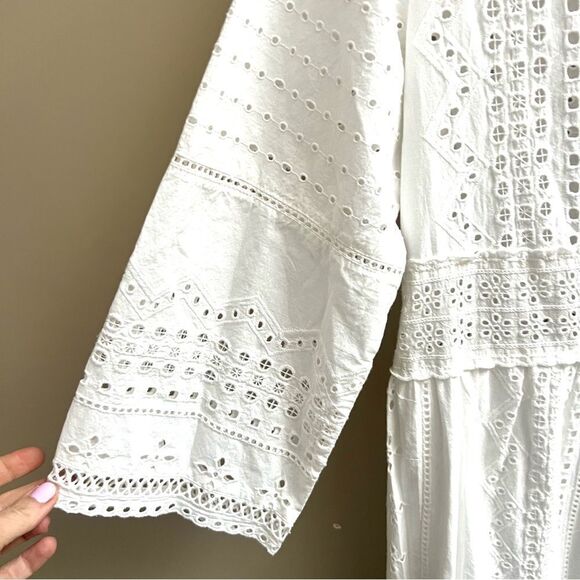 Zara White Eyelet Maxi Dress - Picture 5 of 9